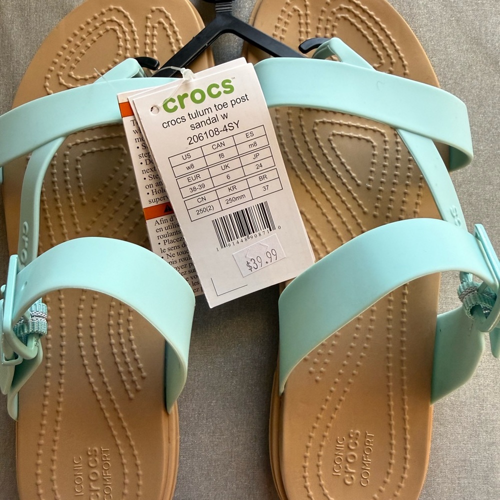 CROCS Tulum Toe Sandals blue/mint